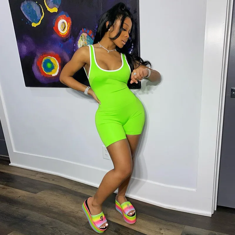 Женский Летний комбинезон в обтяжку без рукавов короткие штаны|Наборы для