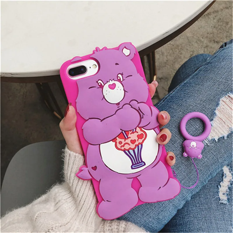 3D мультяшный цветной коричневый медведь силиконовый чехол для iPhone 11 pro max X XS MAX XR 7 8 6 6s Plus милый чехол для телефона чехол s