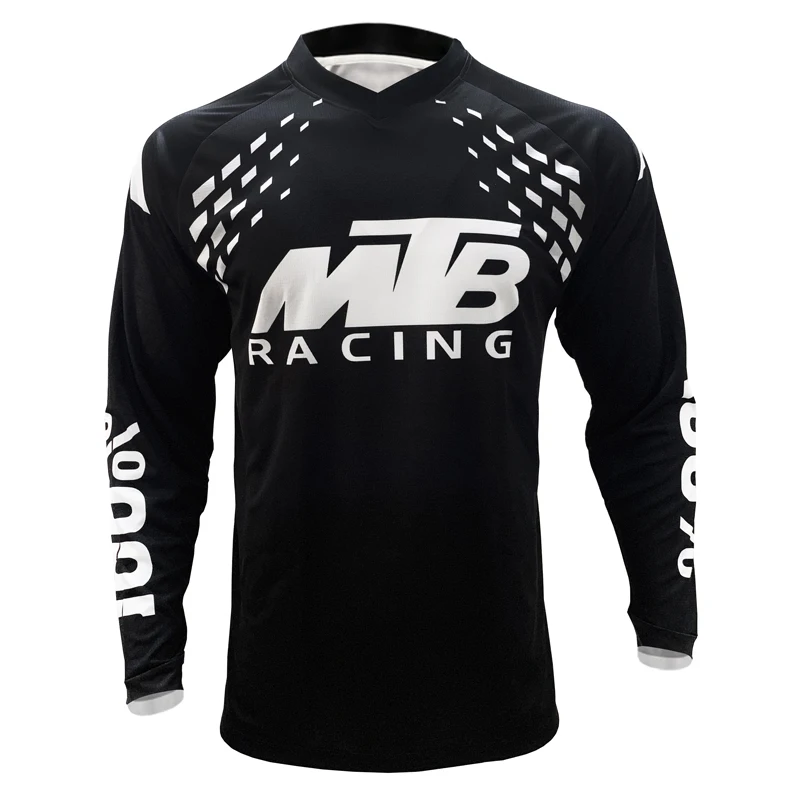 

MTB Motorcycle Mountain Bike Team Cycling Jersey RPET Man Cycling Jersey Black Geometric Jersey Downhill Race Long Shirt