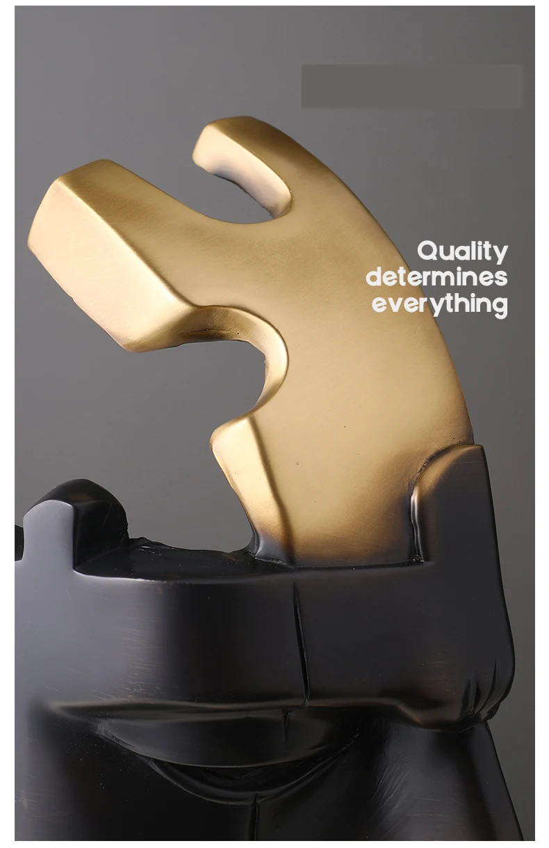 Золотая черная металлическая прошитая маска для лица статуя скульптура домашнее