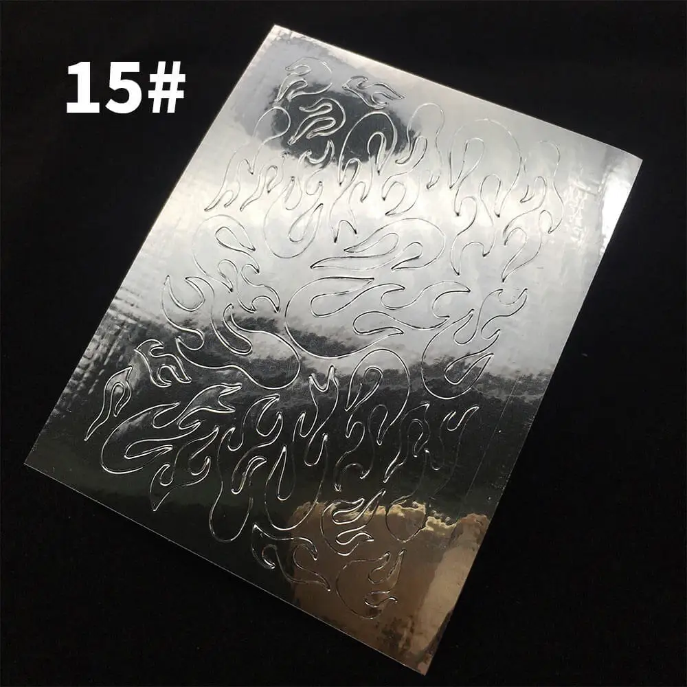 1pcs Лазерная серебряная полоса Голографическая фольга для ногтей Фольга пламени для ногтей Одуванчик Наклейки для ногтей переводная наклейка водная горка - Цвет: 1pcs