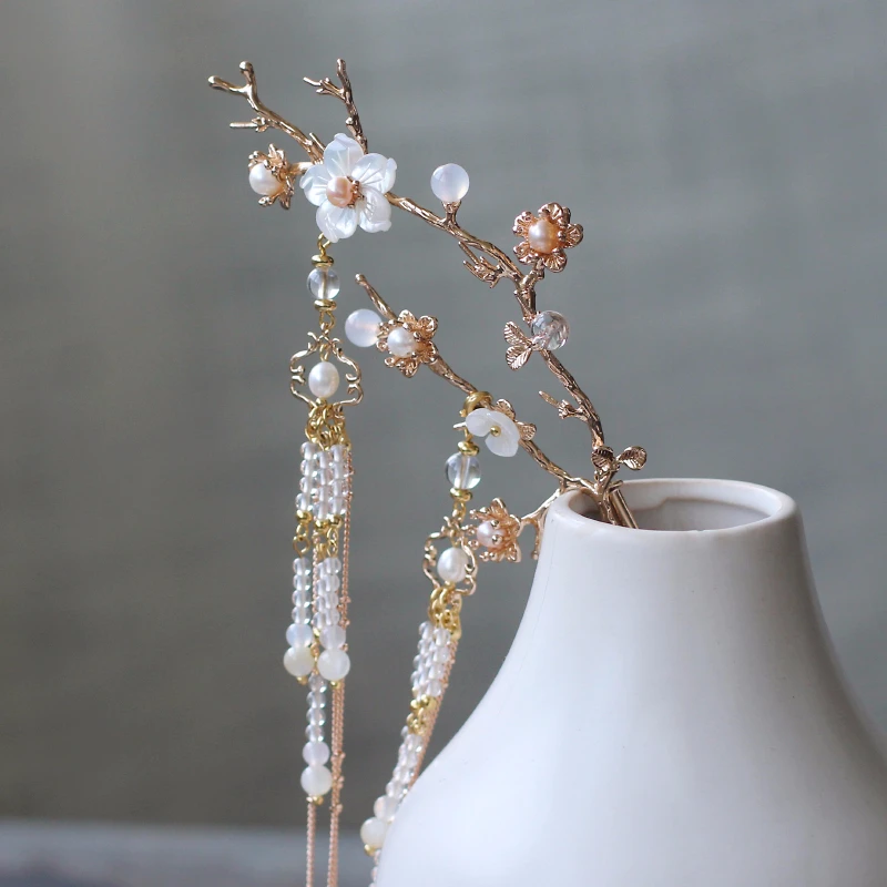 Резинка для волос с цветком лотоса палочки двойной Ленточки заколки свадебные