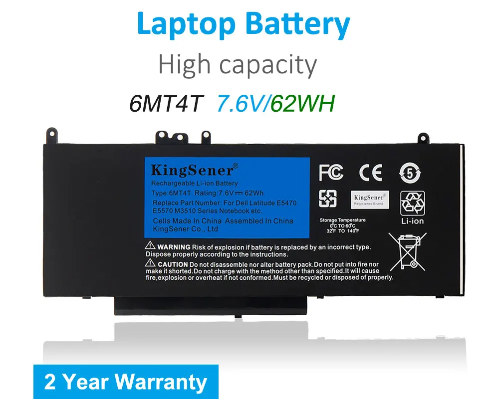 Аккумулятор KingSener 7 6 В 62WH 6MT4T для ноутбука DELL Latitude E5470 E5570 M3510 15 &quotSereis 7V69Y TXF9M 79VRK 07V69Y