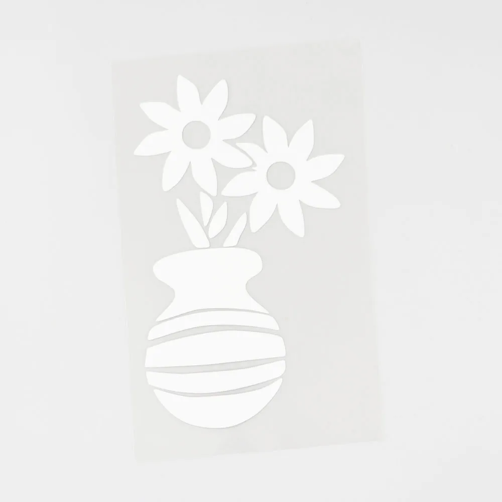 YJZT 9.5CM×15.7CM Funny Plant Flowers In Vase Vinyl Car Sticker Decal Black/Silver 18B-0110 | Stickers