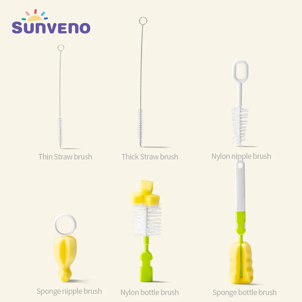SUNVENO ершом 5 шт./компл. губчатая Чистящая губка щетка комплект ниппель щетки для соски моющая Чистящая инструмент ложки с длинной ручкой