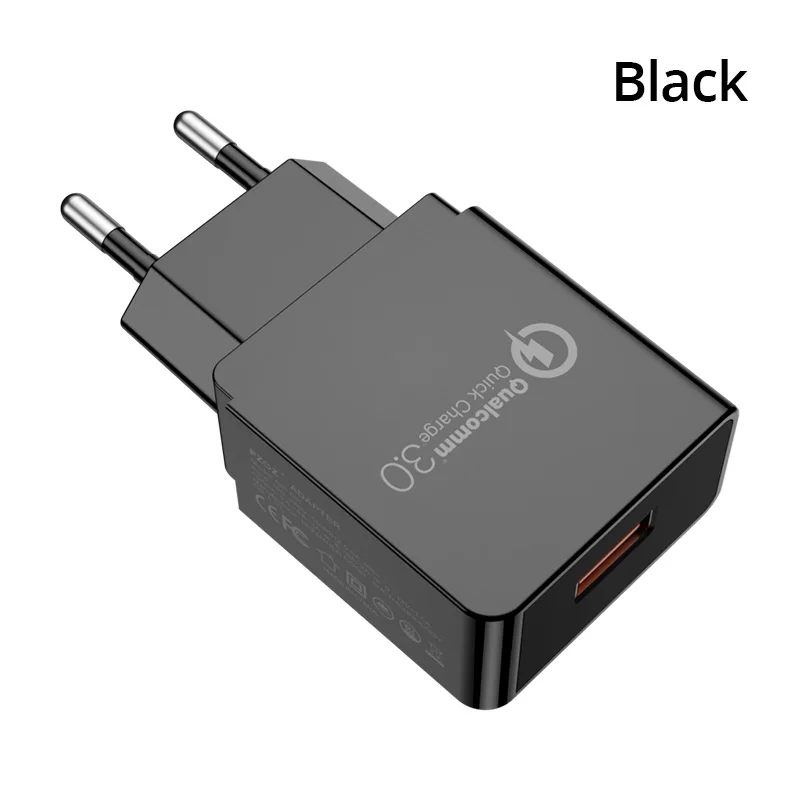PZOZ usb зарядное устройство eu настенная вилка Быстрая зарядка QC 3,0 Портативный 18 Вт универсальный адаптер для мобильного телефона для xiomi huawei p10 lg g6 - Тип штекера: Black