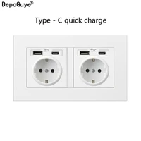 eu standard type c usb wall socket mobile phone quick charging adapter eu usb plug dual socket 16a power outlet ac110v 250v