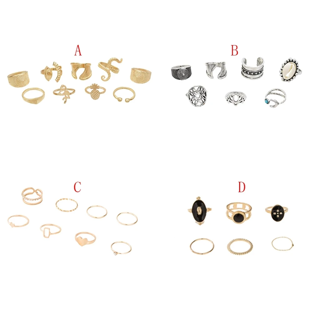 Набор колец в стиле бохо для женщин цыганские винтажные металлические глаза