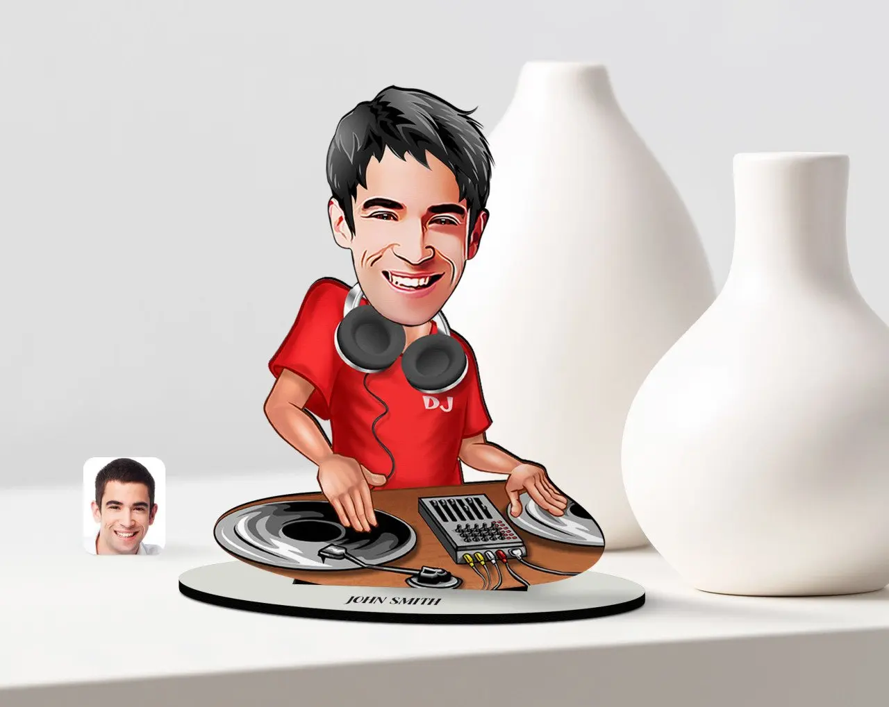 Abalorio de madera personalizado para hombre, modelo de dibujo animado de Dj, regalo Simple moderno fiable, dise&ntilde;o especial, calidad, sorpresa para enamorados-0