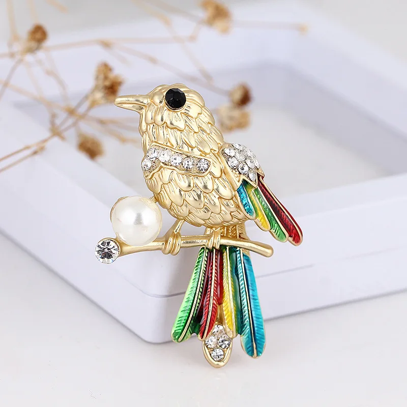 

All-match men and women suit animal bird brooch color painting oil enamel tail woodpecker cardigan pin