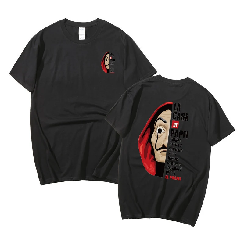 Футболка с короткими рукавами для мужчин брендовая одежда принтом Дом Paper Money Heist