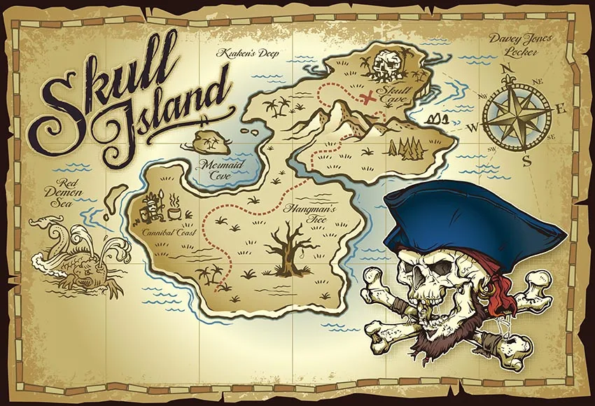 

Виниловый фон для фотостудии 7 Х5 футов с изображением черепа островка сокровищ винтажная карта пирата на заказ 220 см x 150 см