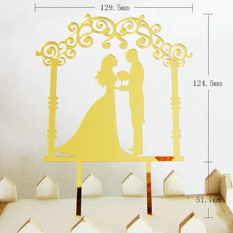 

Single sale Love Wedding Mr & Mrs Cake Flag Topper Gold Red Acrylic Cake Flags For Wedding Anniversary Party Cake Baking Decor