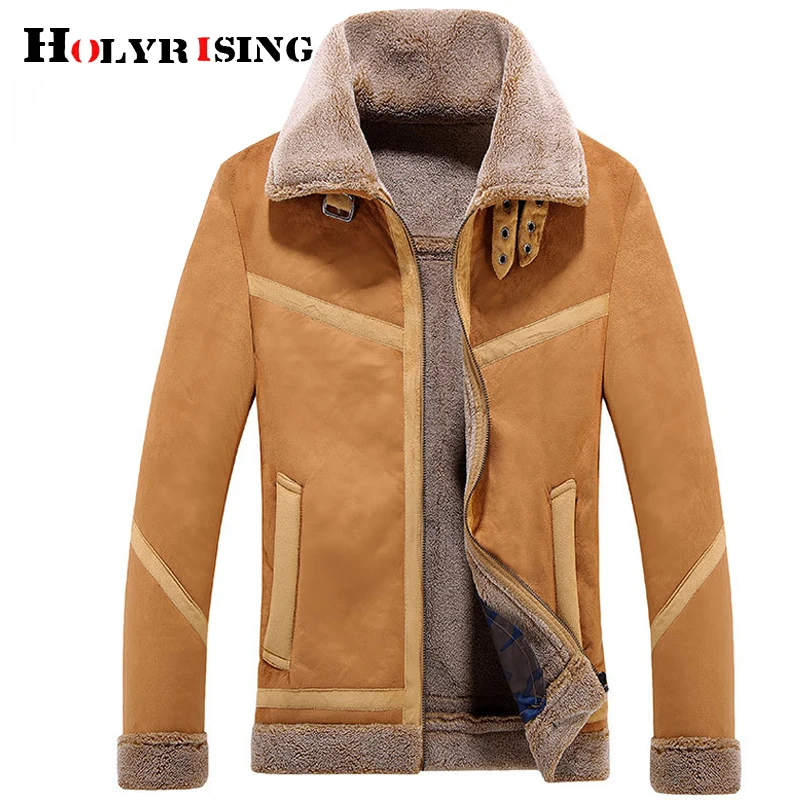 Holyrising новая зимняя куртка мужская одежда поддельные из шерсти ягнёнка кашемир