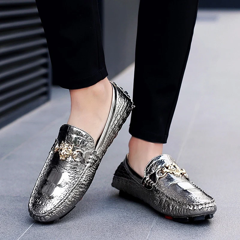 2019 г. Осенние мужские лоферы Кожаные Мокасины обувь из крокодиловой кожи мужская