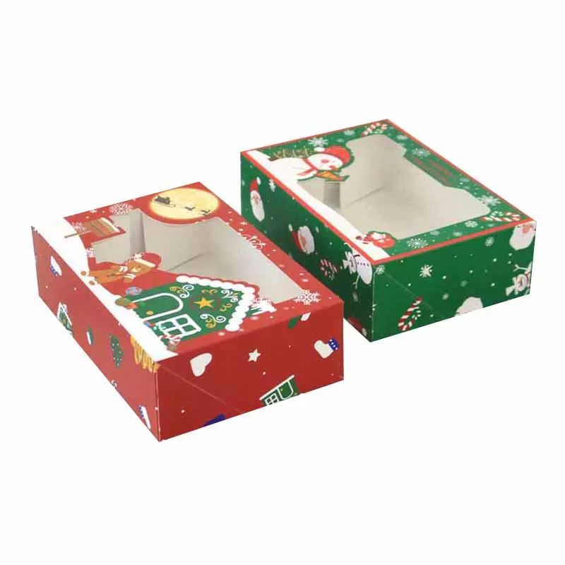 Коробка для конфет из крафт-бумаги 4/8/12 шт. прозрачное окно ПВХ вечерние новый год