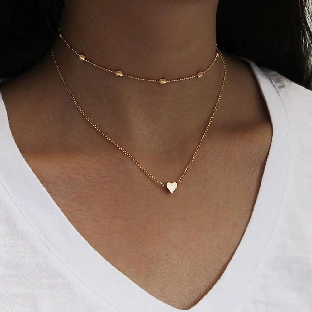 

Tiny Heart Choker Necklace for Women Silver Color Chain Smalll Love Necklace Pendant on Neck Bohemian Chocker Necklace Jewelry