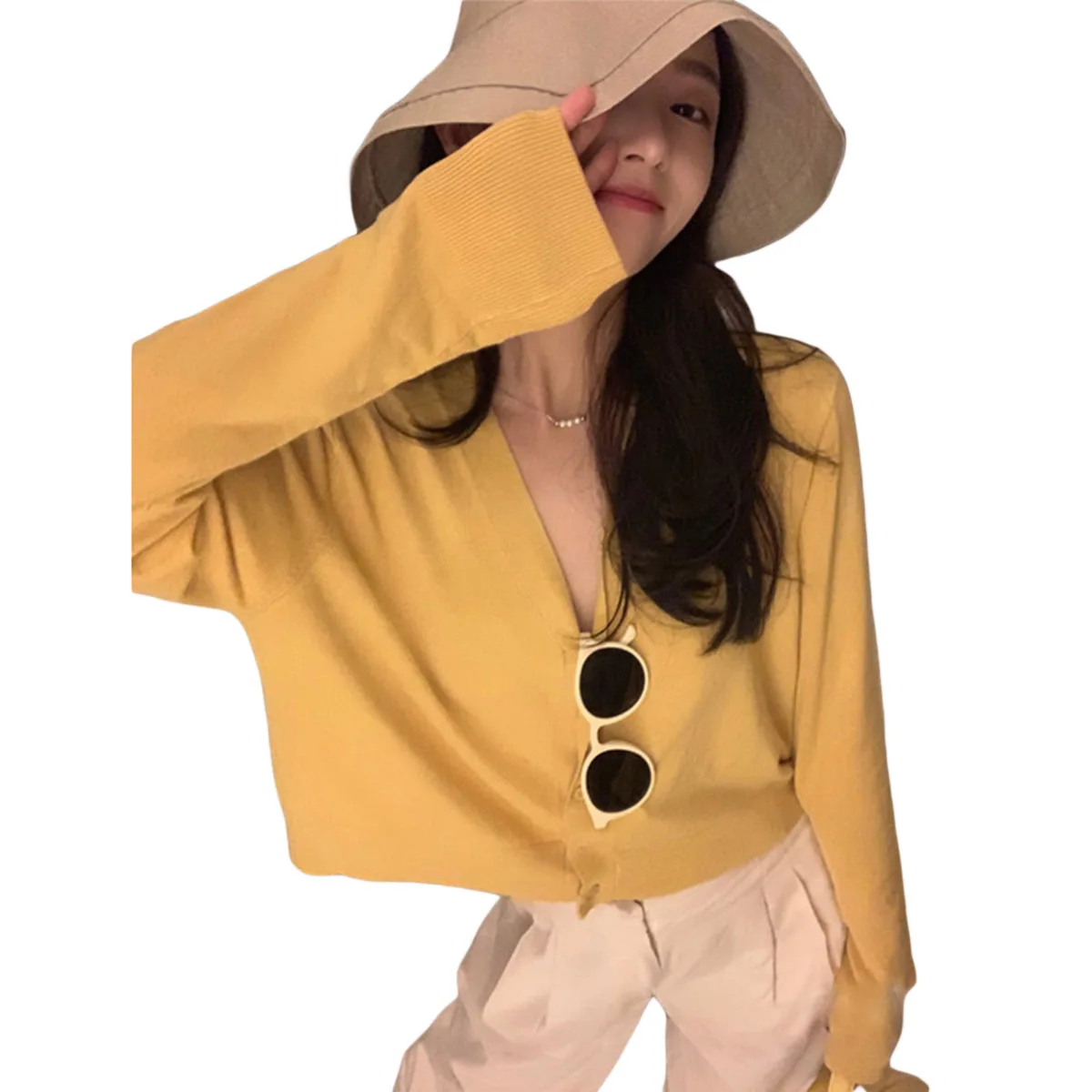 Модный женский однотонный кардиган куртка вязаный Повседневный короткий топ с