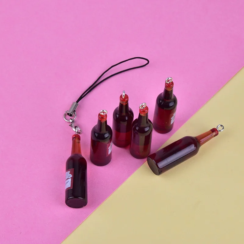 10 шт./упак. 3D пивная бутылка полимерная серьга шармы брелок ожерелье подвеска