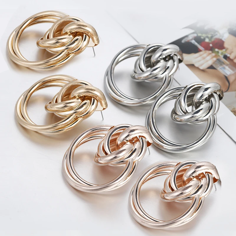 Модные витые большие серьги FLASHBUY из сплава для женщин геометрические