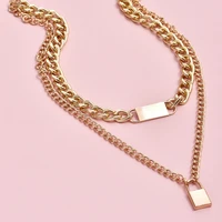 retro metal chain lock pendant necklace for women creative jewelry 2021