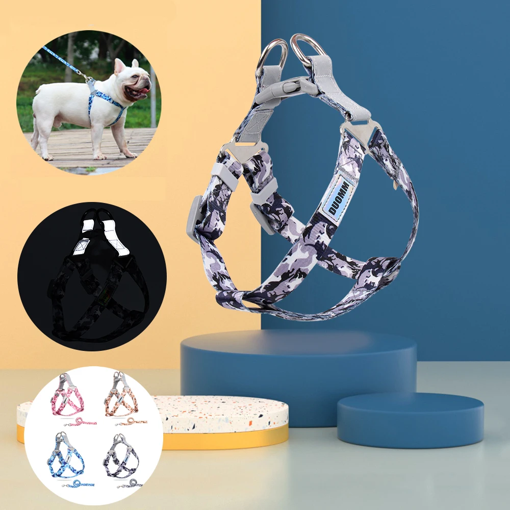 

Нейлоновый Поводок для собак, жилет камуфляжной расцветки, для обучения ходьбе, для маленьких и средних собак, французского бульдога