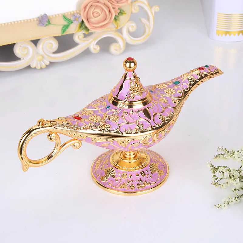 Винтаж металла Aladdins волшебная лампа фигурки сплав на основе олова Ретро Чай