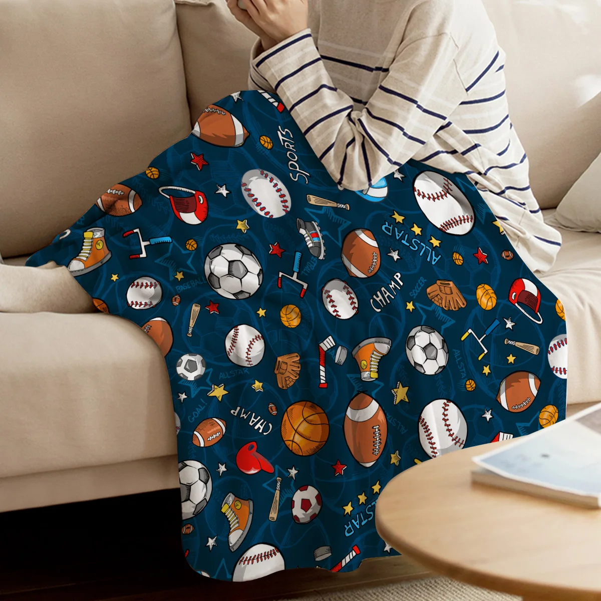 

Soccer Balls Football Basketball Throw Blanket Warm Microfiber Blanket Cartoon Blankets For Beds Home Decor