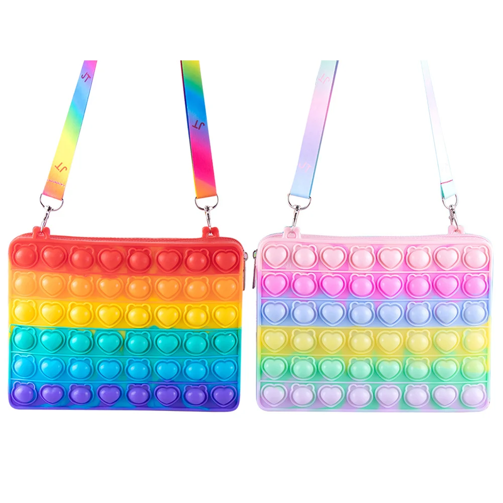

Push Bubble Sensory Toy Kids Cross Body Bag Students Tote Bag Squeeze Puzzle Smart Game Anti Anxiety Stress Pressure for Kids