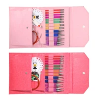 12 pairs yarn knitting needles sewing tools set acrylic copper knit gauge clipper yarn weave craft kit with storage bag