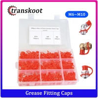300pcs m6 m8 m10 red polyethylene plastic dust cover cap cover assortment kits for oil grease gun zerk fitting