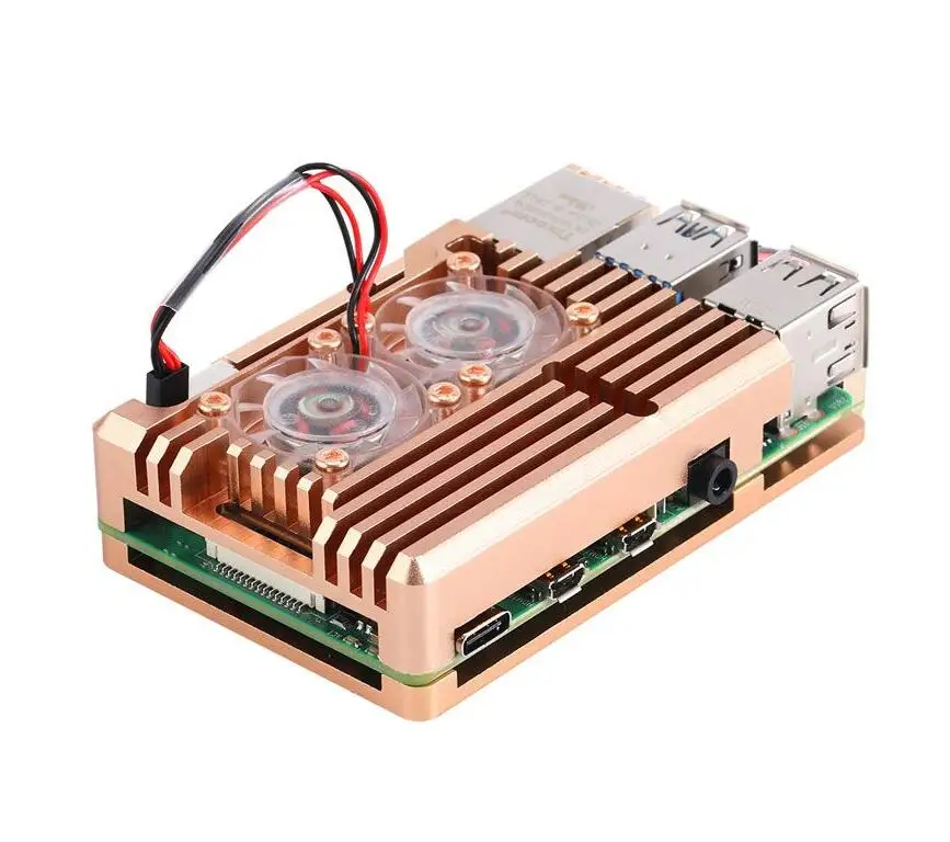 Raspberry Pi 4 4B чехол Корпус с ЧПУ алюминиевая крышка радиатор вентилятор охлаждения для Raspberry Pi 4 Модель B - Цвет: Pi 4Case Gold Color