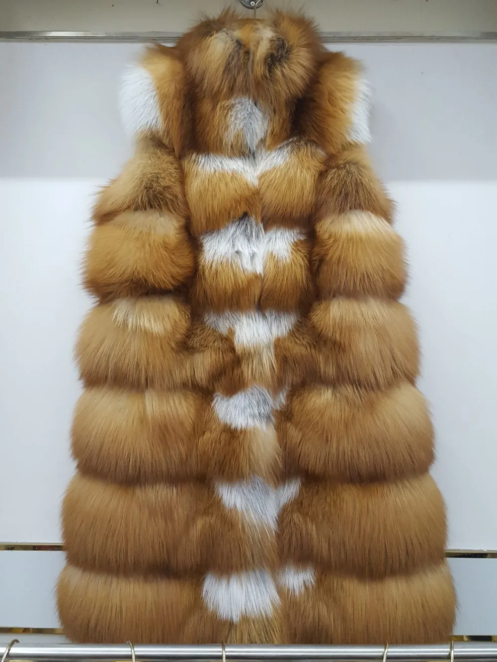 

Pop brand red fox leather vest Chinese style collar for women's high quality vest natural fox fur coat vest