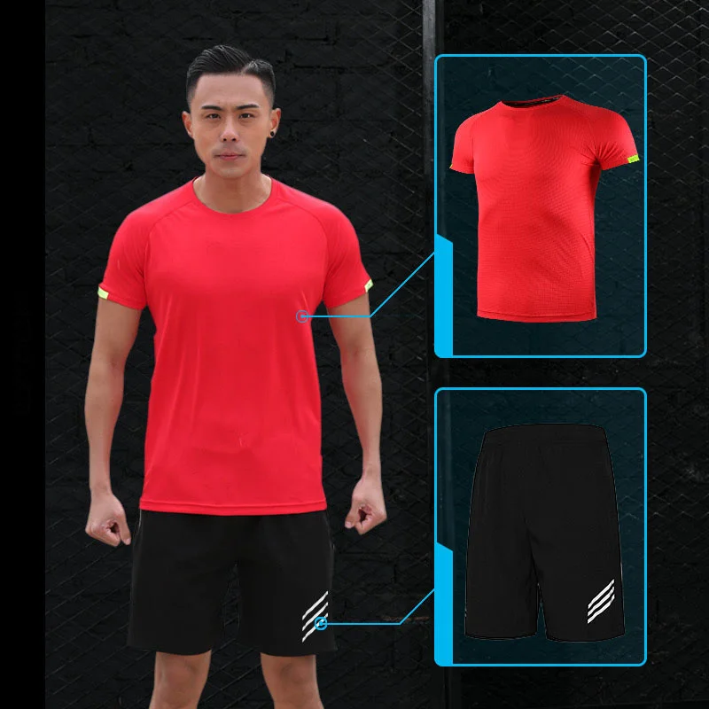 Short sleeve quick drying sports T-shirt suitable for running football basketball and tennis |