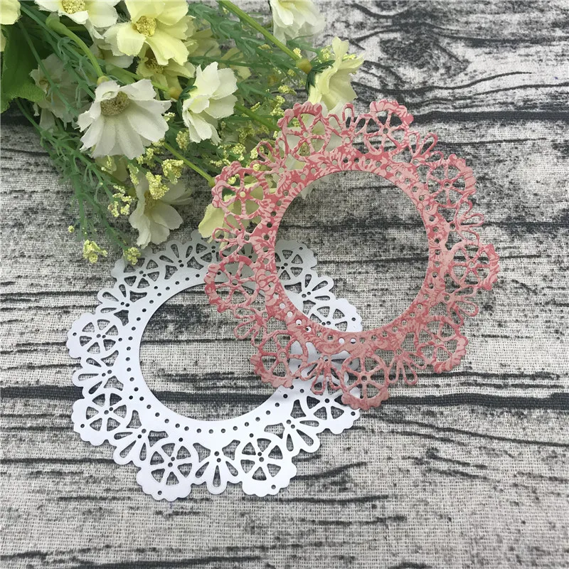 Цветочный кружевной Круглый венок металлические режущие штампы трафареты для DIY