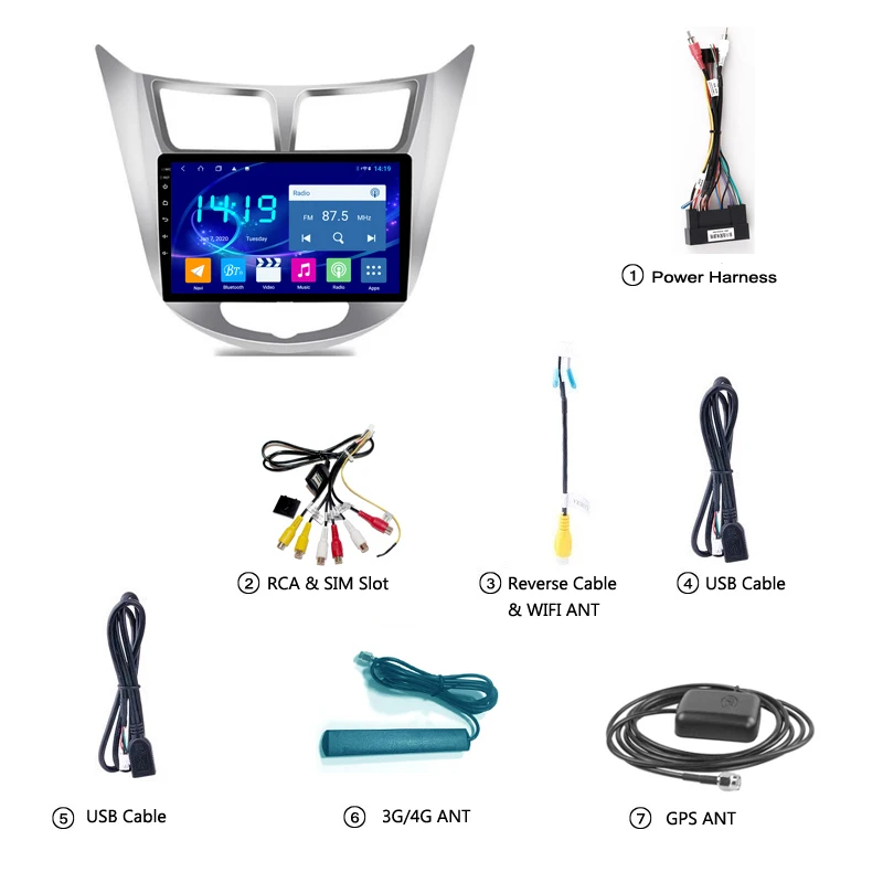 

9 INCH IPS 4G+64G Android 10 Car DVD Multimedia Player For Hyundai Accent Verna 2012-2017 Radio Video GPS Navigation