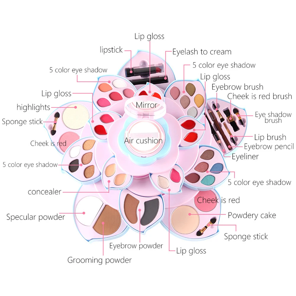 Профессиональный набор инструментов для макияжа тени век блеск губ губная