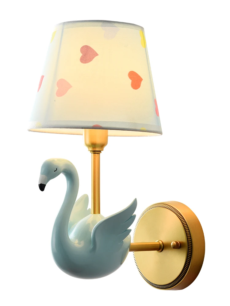 Современный светодиодный настенный светильник с лебедем синий детский птицей