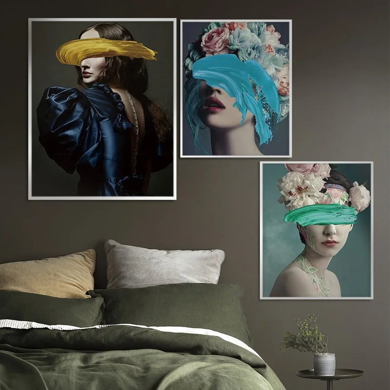 Скандинавский цветок сексуальная женщина Абстрактная Картина на холсте