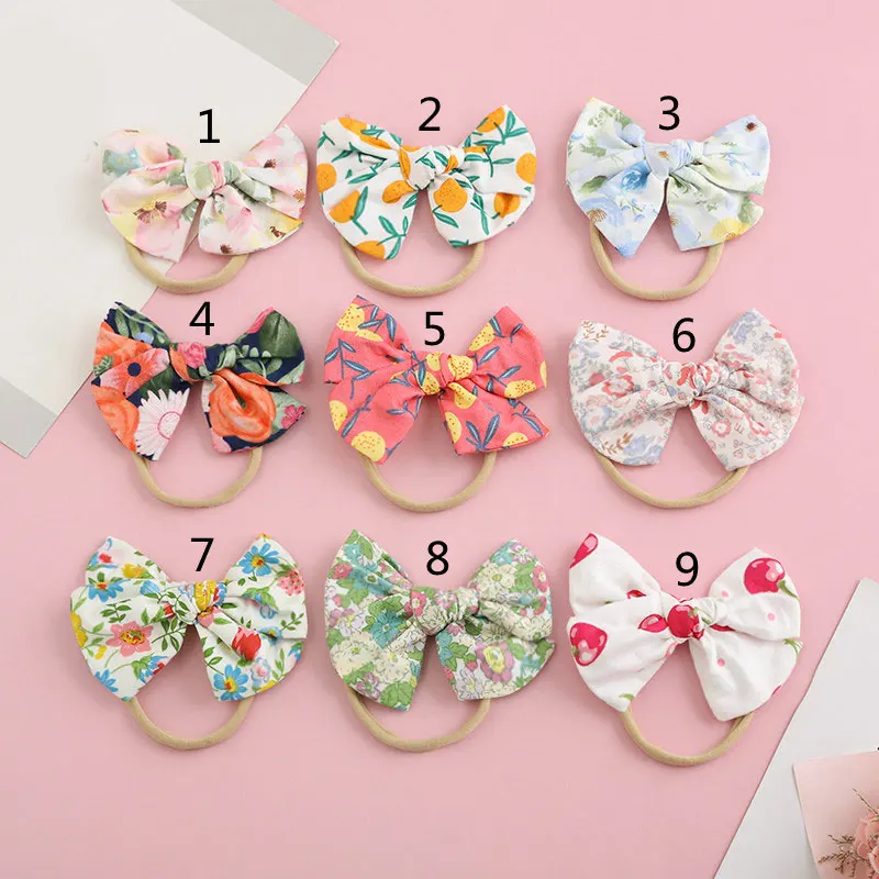 

Baby Bows Headbands Girls Vintage Hair Accessories For Newborn Thin Cotton Cloth Turban Traceless Infant Cute Hairband New Trand