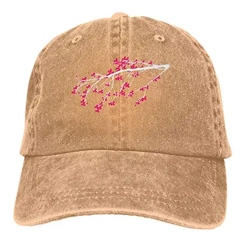

Cherry Blossom Tree Clip Art Unisex Adult Vintage Washed Denim Baseball Cap
