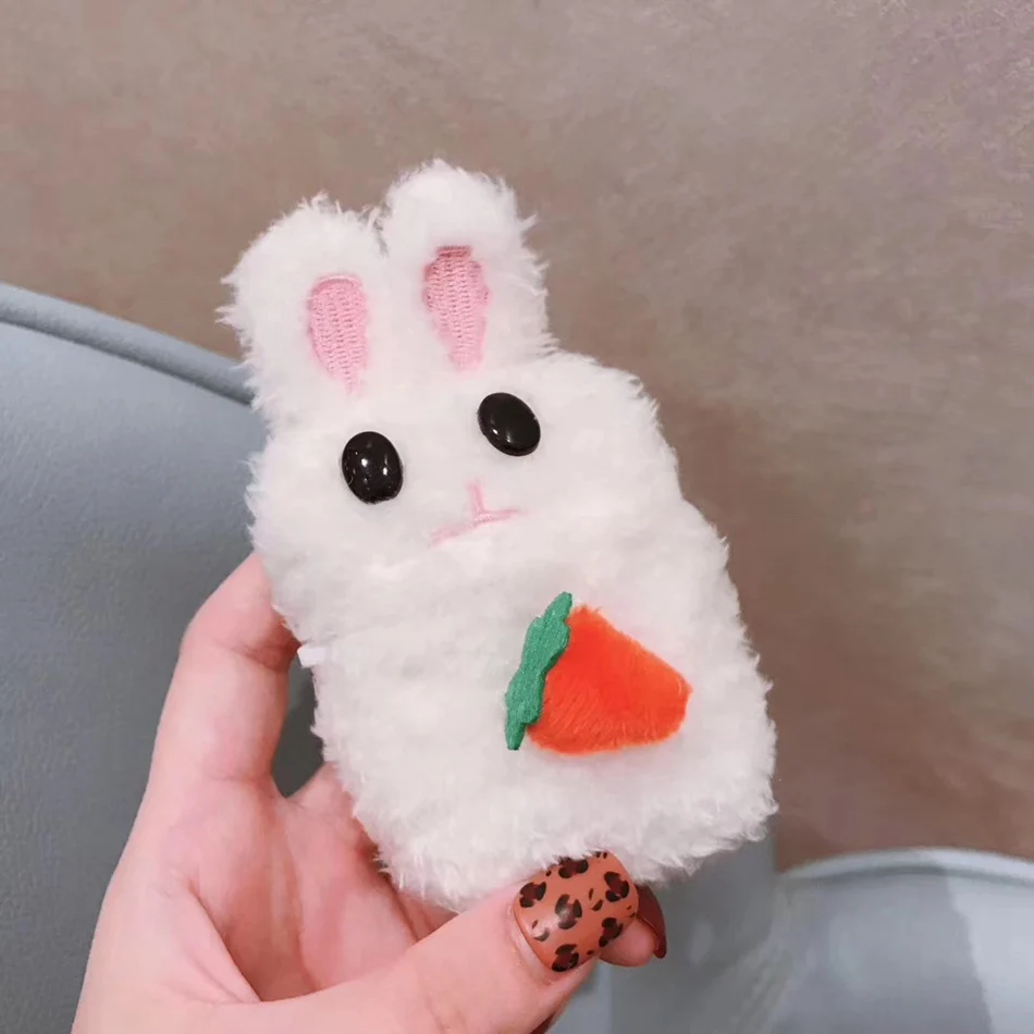 782B 3D милый чехол для наушников Airpods, чехол с рисунком из мультфильма, вязаный плюшевый чехол для Apple Airpods, 2 чехла, аксессуары для наушников с плюшевой собачкой и кроликом - Color: 782B