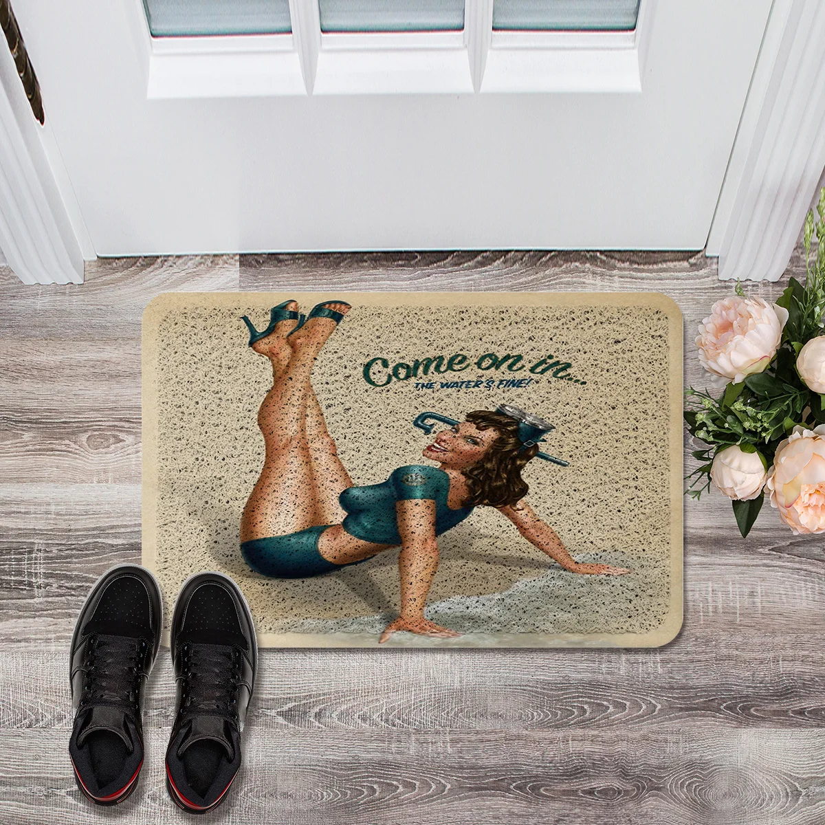 Vintage Pin Up Girls Doormat Carpet Cushion PVC Non-Slip Backing Front Entry Mats Home Decor Floor Rugs for Living Room Kitchen | Дом и сад