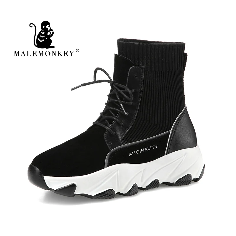 Зимние ботинки для женщин 2020 высококачественные модные с круглым носком черные