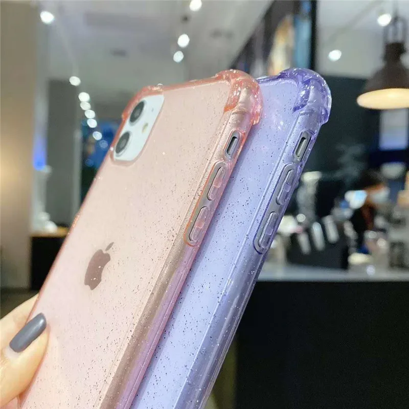 Прозрачный блестящий чехол из ТПУ для телефона iPhone 11 Pro Max Xs X XR SE 2020 7 8 Plus 6S 6 чехлы