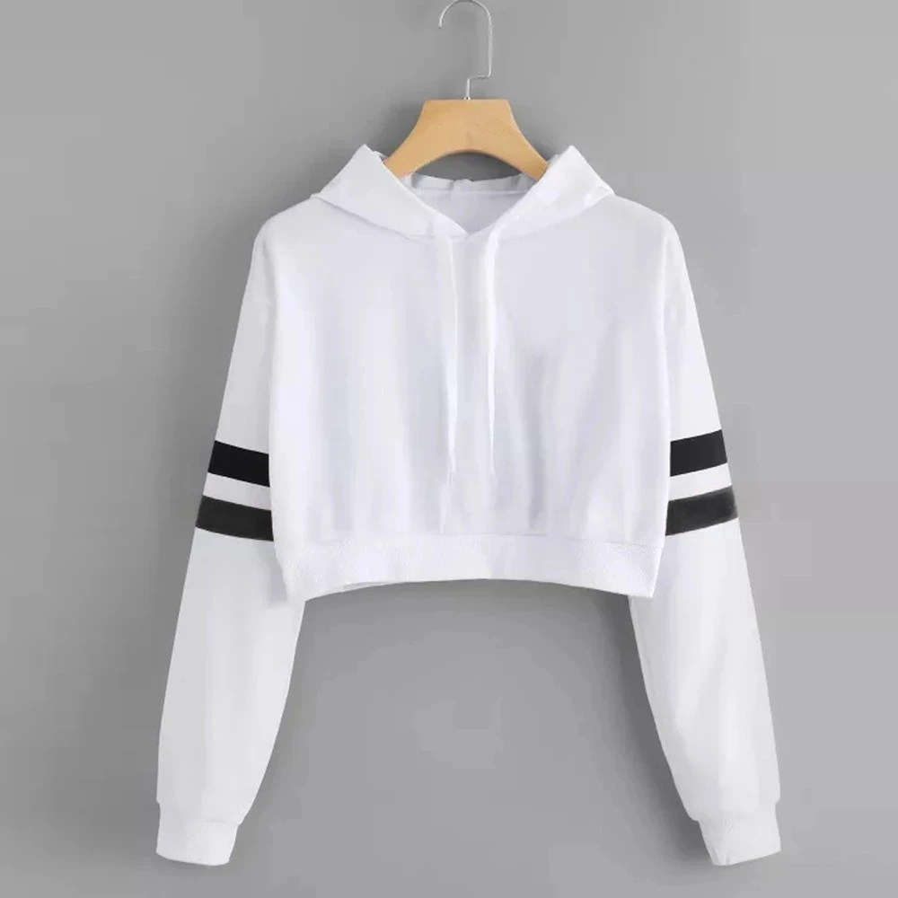 

trf Women Crop Top Hoodie Korean Style Casual Solid Long Sleeve Sweatshirt Hooded Tops xnwmnz Moletom Feminino Pullover kpytomoa