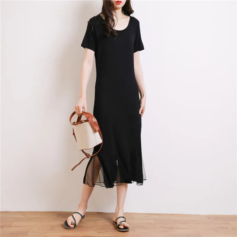 Длинная юбка ночная рубашка летнее черное платье женская пикантная Ночная