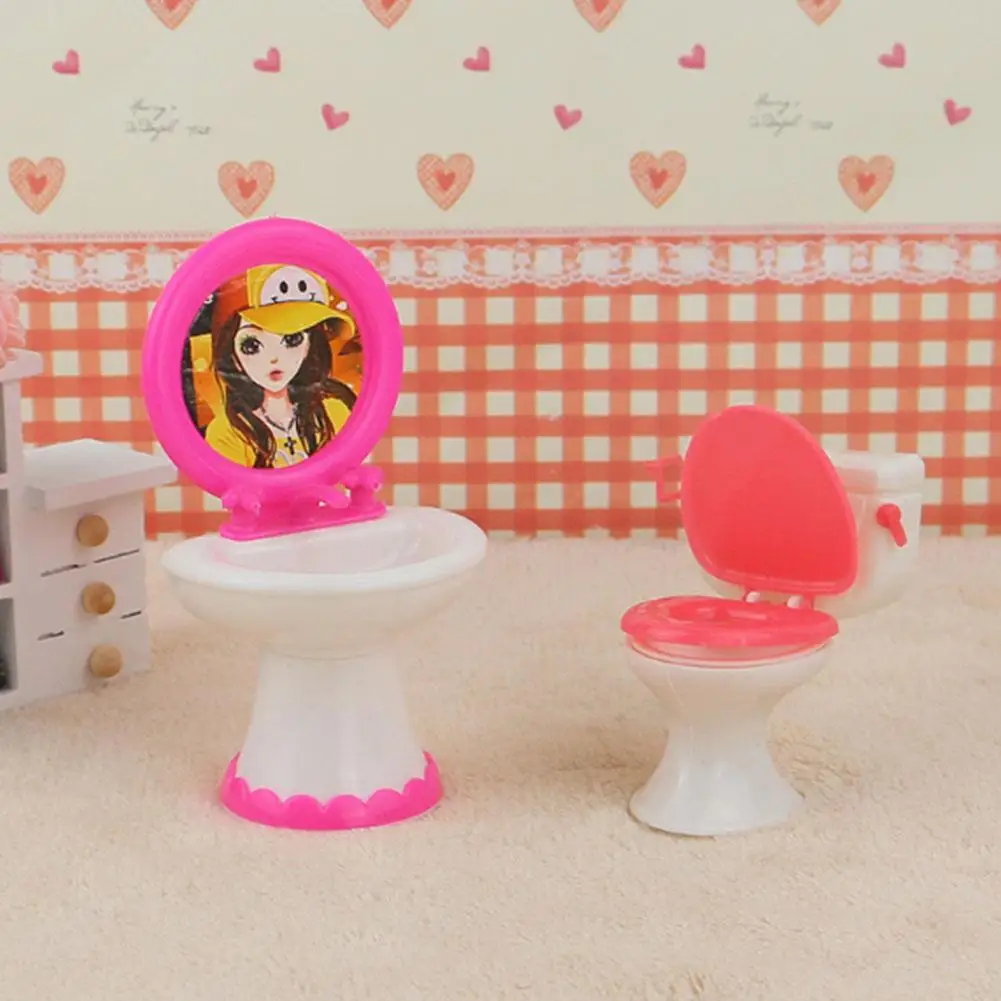 

Accessories for Dolls Exquisite Plastic Wash Basin and Toilet for Doll House Color Random
