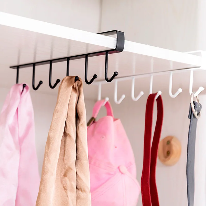 

Iron Cabinet Six Hooks Seamless Hook Storage Rack More than Row Hook Wardrobe Kitchen Punch-Free Seamless Storage holder