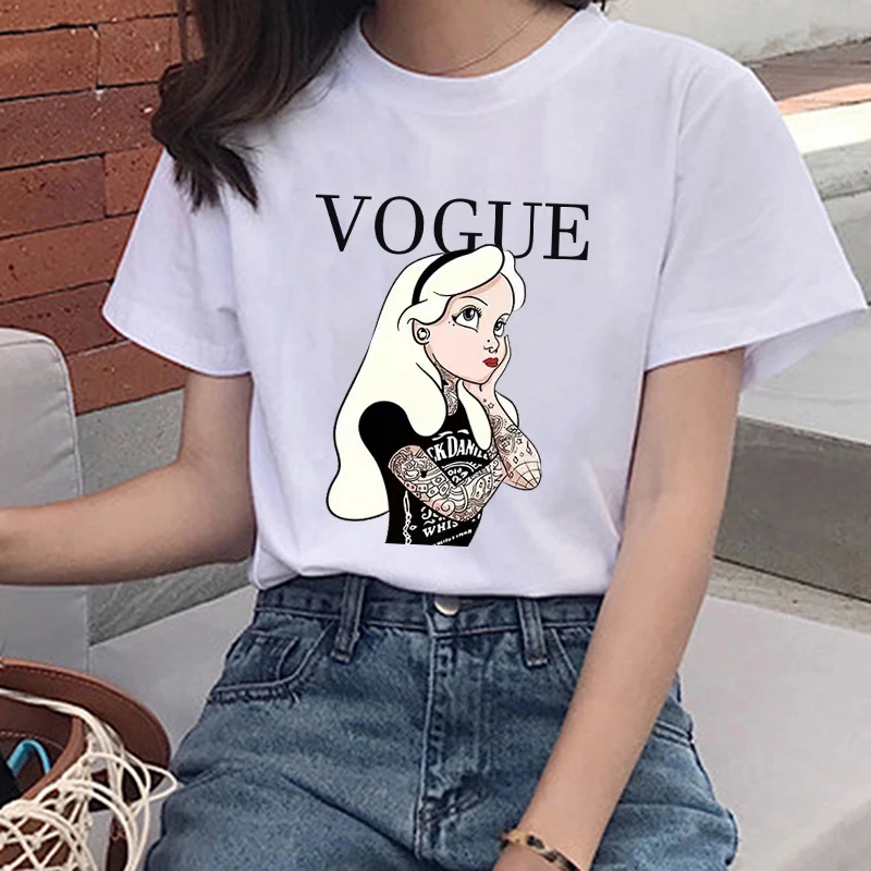 

New harajuku summer fashion women T-Shirt Alice's cartoon girl T Shirt Novelty Design casual female Tops cute princess Tee